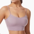thumbnail image 6 of MGDXOX Womens Thin Strap Longline Sports Bras Scoop Neck Workout Yoga Tops Wireless Athletic Breathable Bras Purple L, 6 of 6