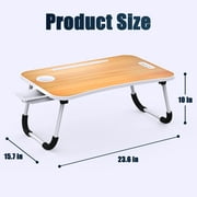 Laptop Bed Desk Tray Bed Table, Foldable Portable Lap Desk Notebook Stand Reading Holder with Storage Drawer and Cup Holder for Eating Breakfast on Bed/Couch/Sofa