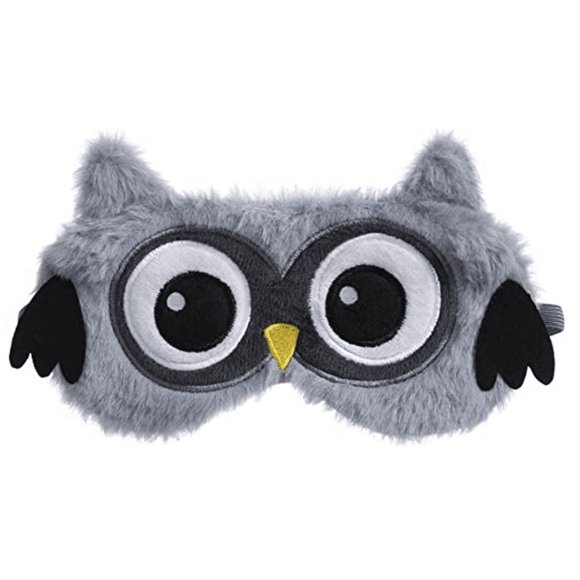 Animal Sleep Eye Mask Cute Funny 3D Soft Fluffy Cartoon Eye Mask for Sleeping Travel Breathable Eye Mask Kids Adults Women Gray Owl