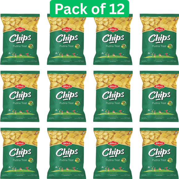 Bikaji Chips Pudina Treat (Mint Potato), 80g x 12 Pack