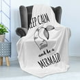 thumbnail image 4 of Keep Calm Soft Flannel Fleece Blanket, Monochrome Design Typographic Image with Be a Mermaid Text and Tail, Cozy Plush for Indoor and Outdoor Use, 50" x 70", Charcoal Grey and White, by Ambesonne, 4 of 5