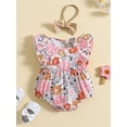 thumbnail image 2 of Coduop Newborn Baby Girls Short Sleeve Romper Set,Floral Bodysuit Jumpsuits,with Hairband, 2 of 9