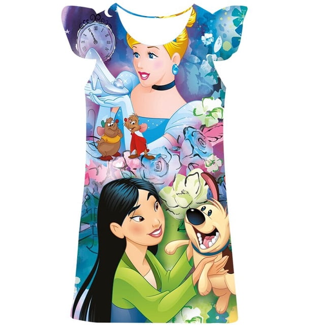 2023 año nuevo estilo moda novedosa lindo vestido de princesa negro pura mujer dibujos animados 3D estampado Mini rodilla kirt con pétalos con volantes Dress5T Gao Jinjia LED
