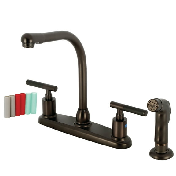 Kingston Brass FB755CKLSP Kaiser 8-Inch Centerset Kitchen Faucet with Sprayer, Oil Rubbed Bronze