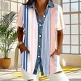 thumbnail image 3 of Dvprdro Womens Textured Knit Denim Patchwork Shirt Short Sleeve Collared Button Front Loose Fit Summer Casual Tops, 3 of 5