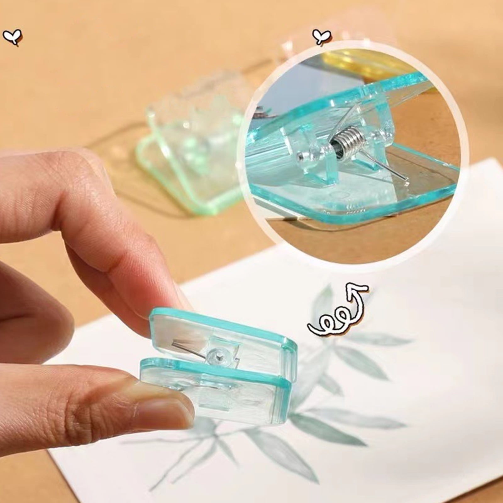 100Pcs Clear Clip File Paper Clamps for Craft Bag Photo Drawing Board Square Colored Paper Clip for Kitchen