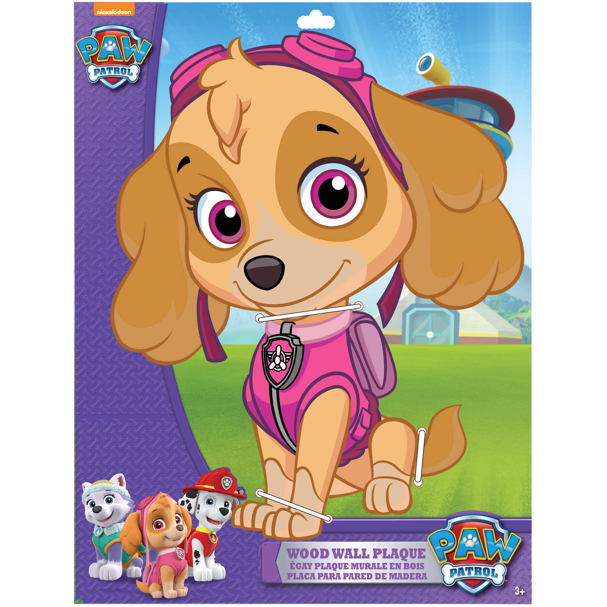 PAW PATROL PINK CANVAS WALL ART PLAQUES/PICTURES 