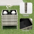 thumbnail image 4 of Emorefun 3 Piece Patio Conversation Sets, Outdoor Patio Bistro Sets with Coffee Table for Garden, Yard, Balcony, Gray/Blue, 4 of 7