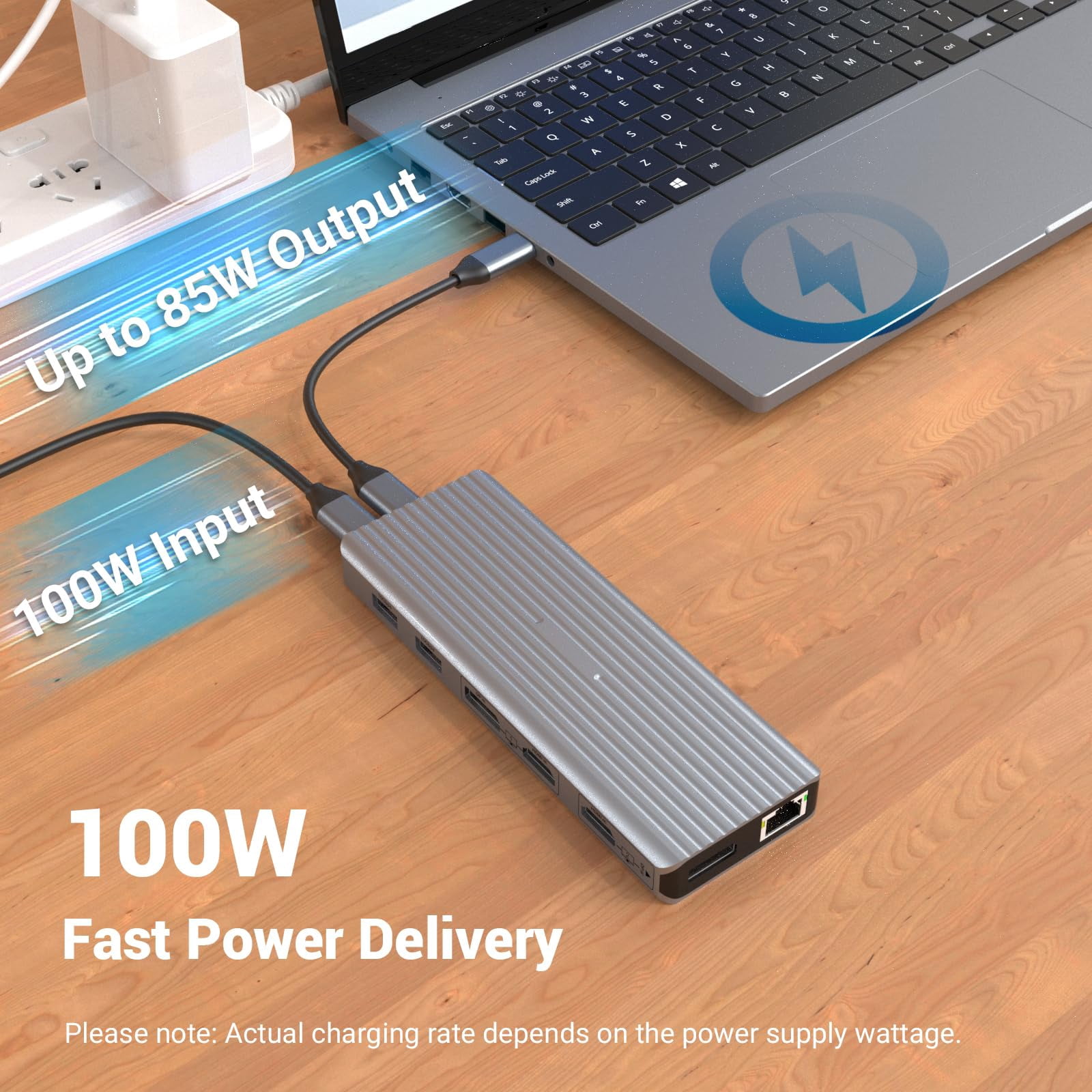 11 in 1 USB C Hub Docking Station with Multi Display for D-ell, Hua-wei, Le-novo - includes 2 C to C and C to A Cables, 2 * 4K HDMI, 2 * 4K DP, 3 * 10Gbps USB-A, Ethernet, PD, 3.5MM Jack