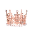 thumbnail image 4 of Corona de novia, tiara de cumpleaños, tocado, diadema, tocados para desfiles, corona de princesa rosa áurea, 4 of 9