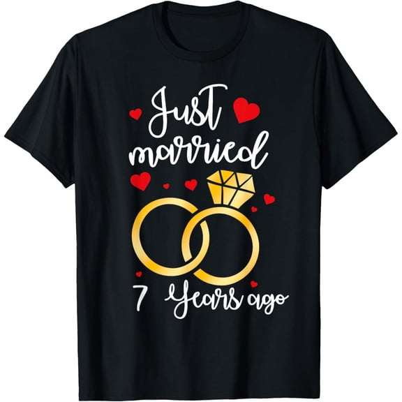 Premium Daily Comfort - Just Married 7 Years Ago Wedding 7th Anniversary T-Shirt