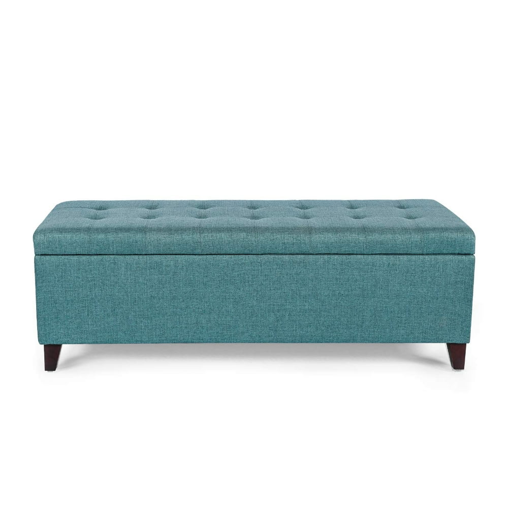 Homebeez Ottoman Bench with Storage Ottoman (Turquoise Blue, Fabric ...