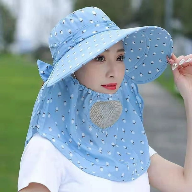Sombrero para el sol para mujer, sombreros de verano para mujer, máscara facial a prueba de viento, transpirable, protector solar, gorras antiultravioleta para el trabajo al aire libre, sombrero para