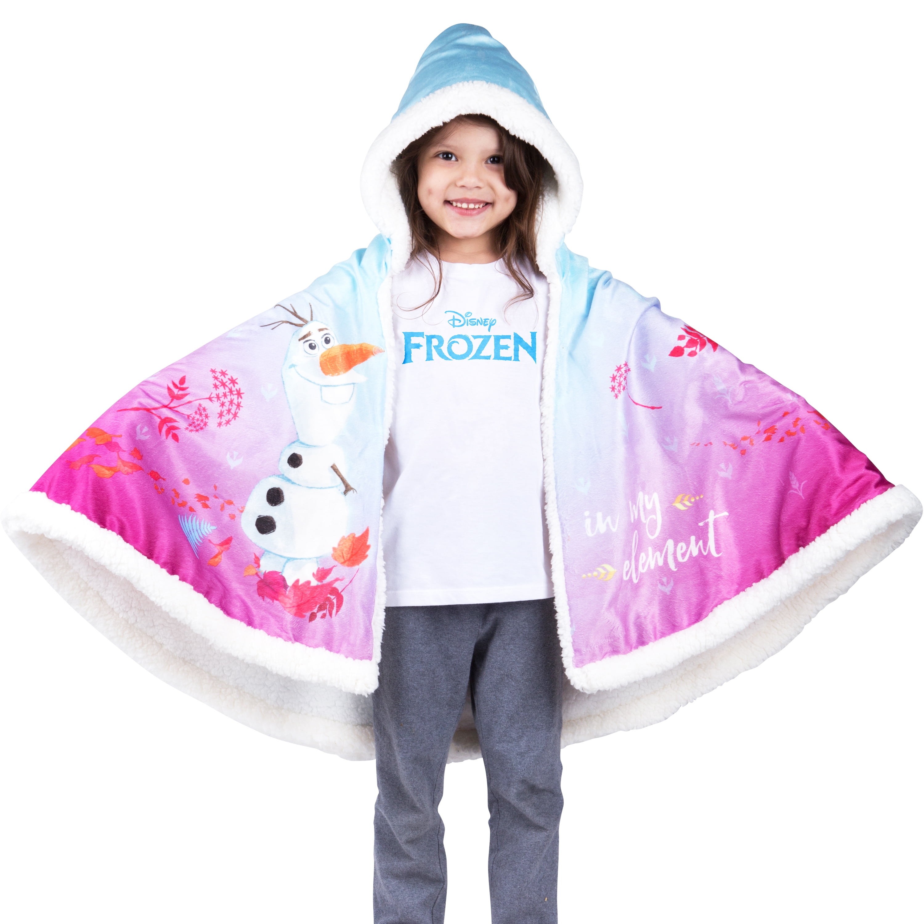 Disneys Frozen 2 Kids Microfiber Sherpa And Micromink Snuggle Wrap Hoodie Blanket Walmartcom Walmartcom