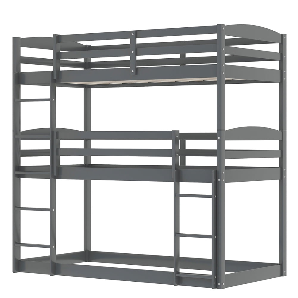 Kadyn Bunk Beds for Kids, Solid Wood Twin Triple Bunk Beds / Loft Bed for Kids/Adults, No Box Spring Needed-Gray Kadyn Bunk Beds for Kids, Solid Wood Twin Triple Bunk Beds / Loft Bed for Kids/Adults, No Box Spring Needed-Gray