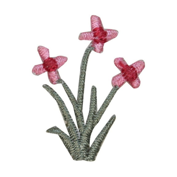 ID 6203 Pink Flowers Patch Daisy Plant Garden Bloom Embroidered Iron On Applique