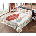 thumbnail image 4 of Ambesonne Easter Fitted & Top Sheet Set with Shams, Egg Bunny Bloom Floral Frame, Red and Coral, 4 of 5