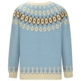 thumbnail image 5 of QTBIUQ Sweater Womens Casual Printed Pullover Long Sleeve Round NeckOuterwear Coats Sweaters Light Blue, 5 of 6