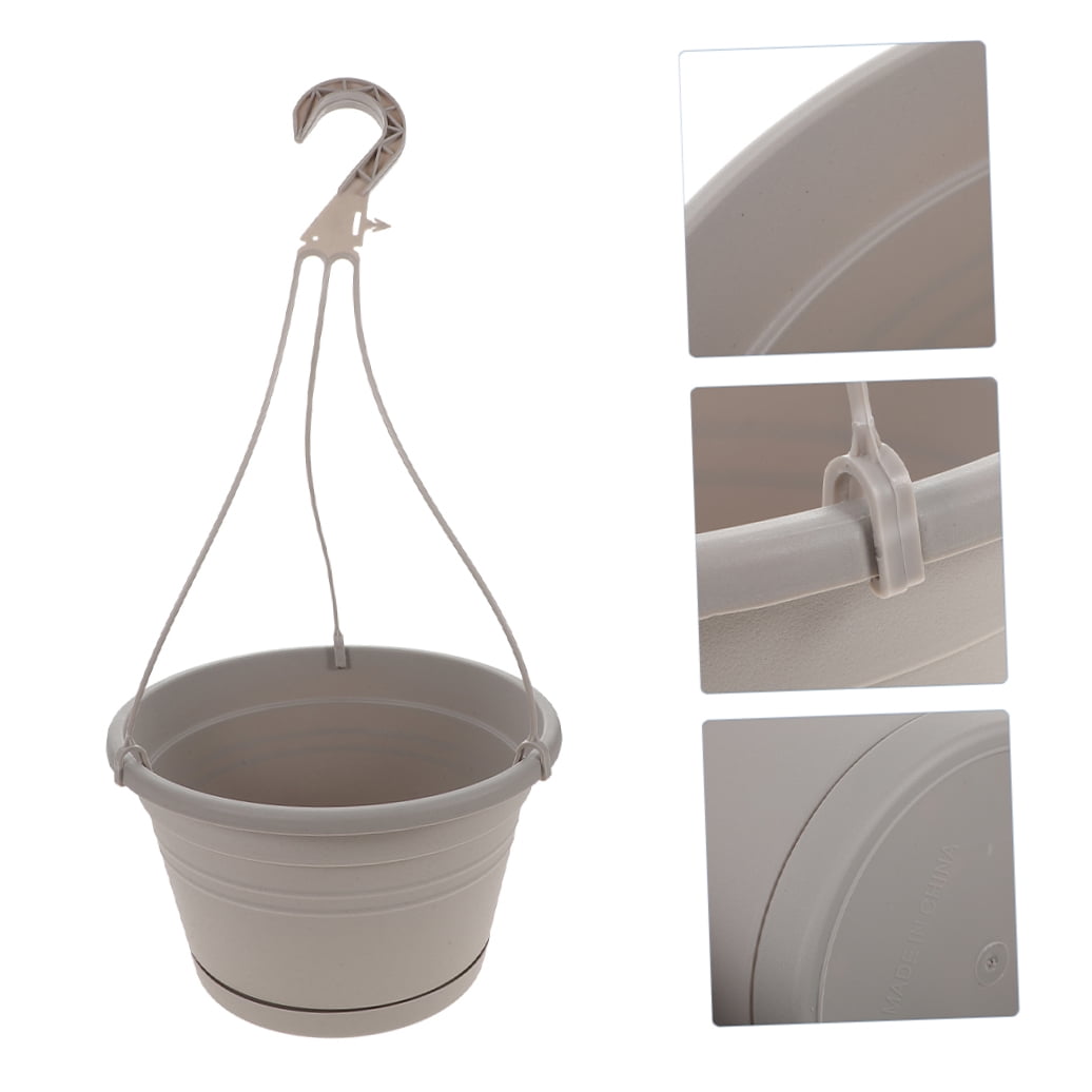 CTIRCHIU 4-Pack White Plastic Hanging Plant Buckets for Indoor and Outdoor Flower Pot Holders, Garden Decor