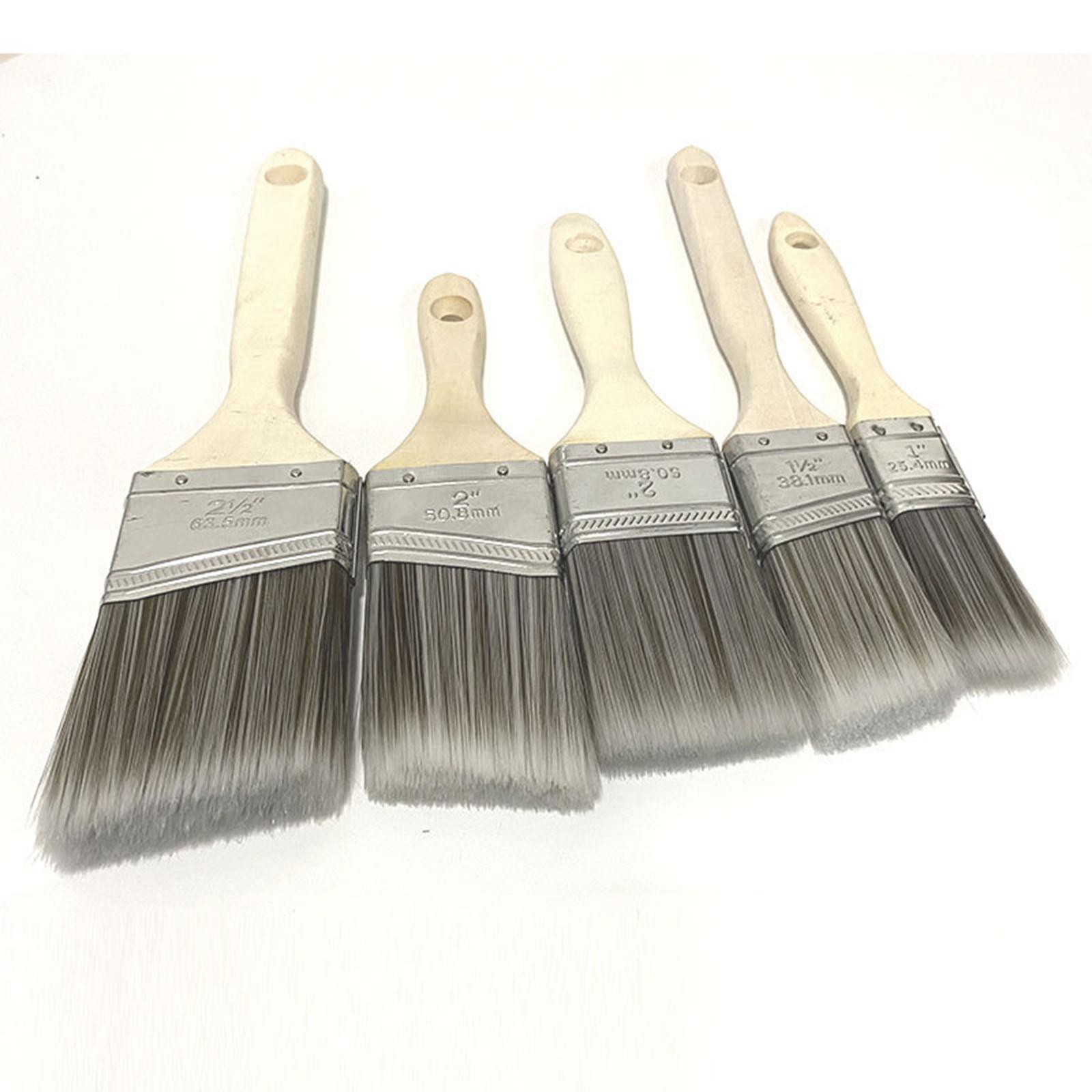 5 Pieces Paint Brushes 1inch 1.5inch 2inch 2.5inch Painting Paint Brush  Variety Angle Wooden Handle Brushes for Furniture Doors Decks Crafts