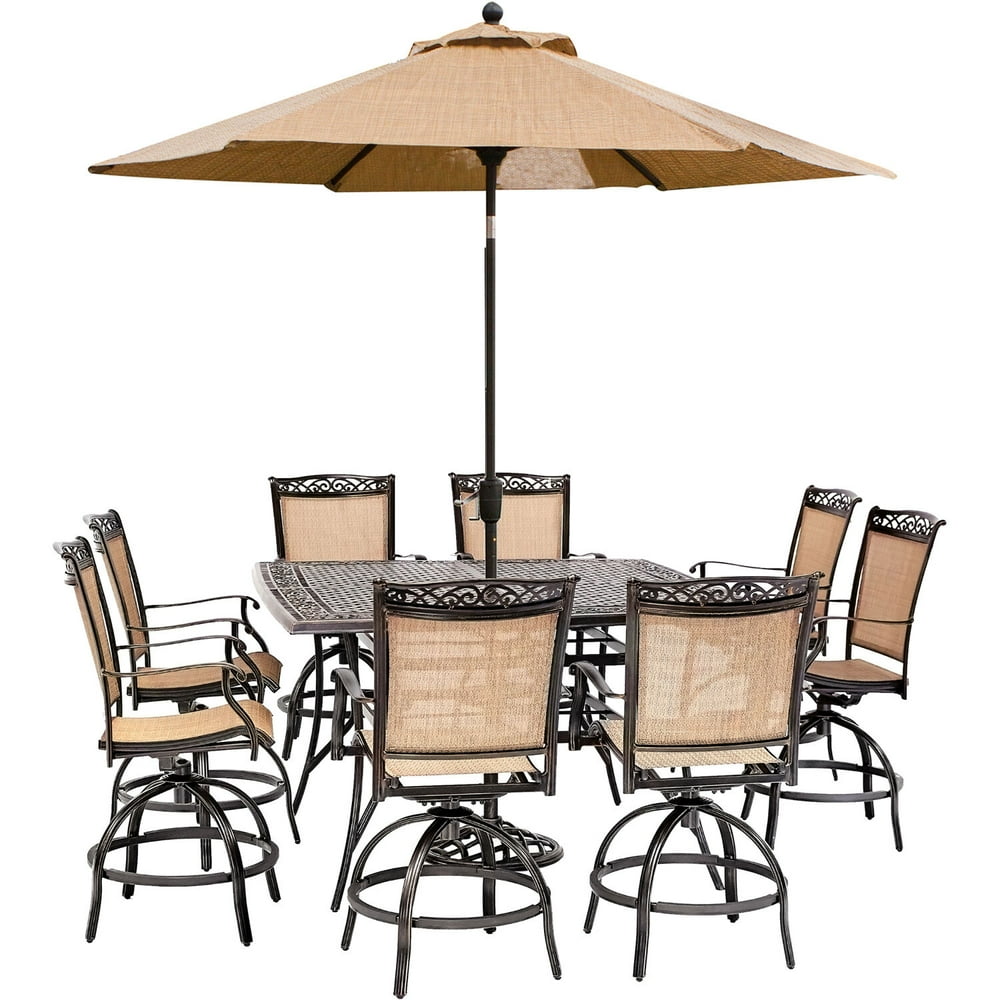 Hanover Fontana 9-Piece Counter-Height Outdoor Dining Set with 8 Sling