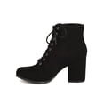 thumbnail image 4 of Qupid GK00 Women Faux Suede Lace Up Chunky Heel Bootie, 4 of 5