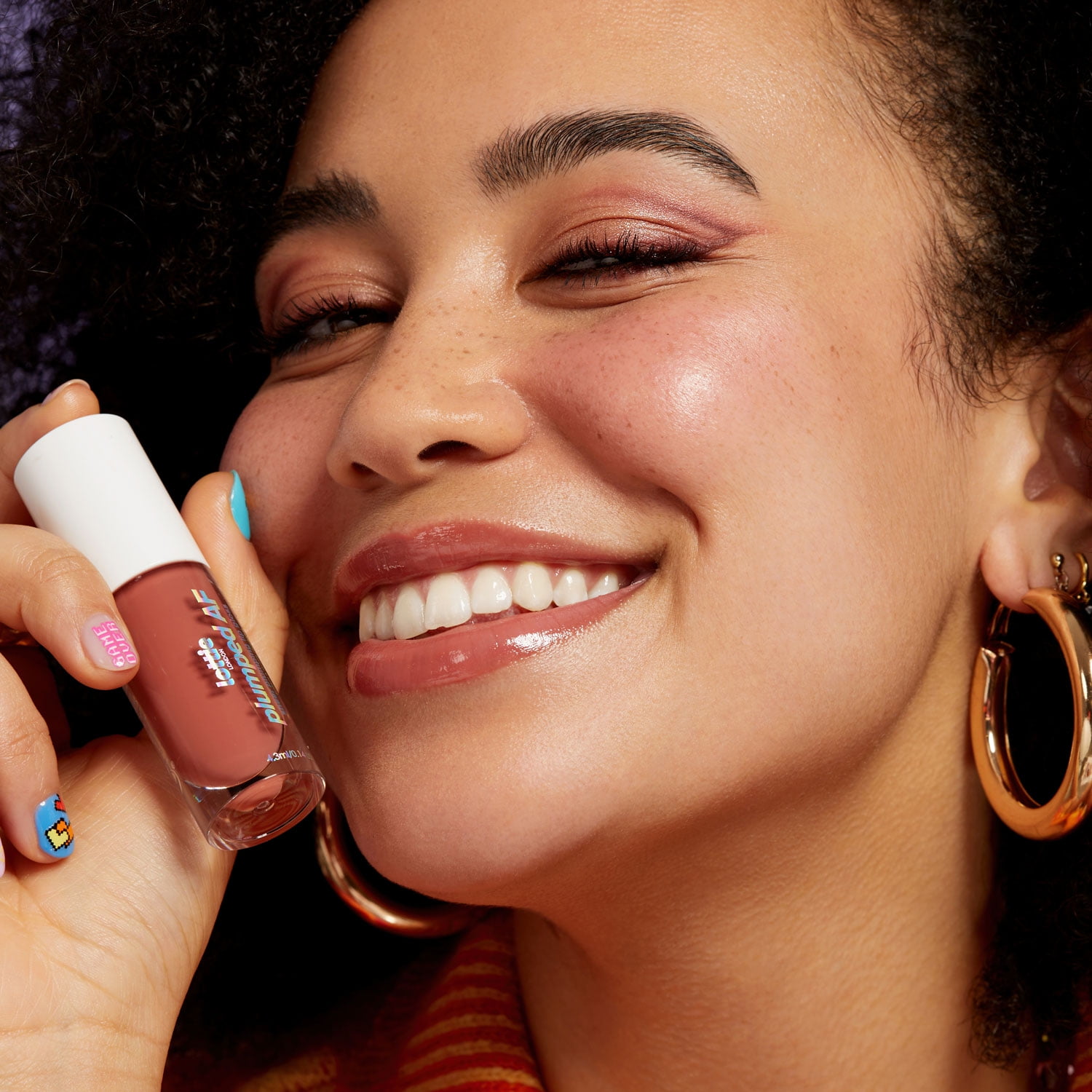 Lottie London Plumped AF, Sheer Plumping Liquid Lip Gloss, Nude, 0.14 fl oz