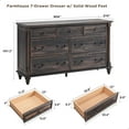 thumbnail image 4 of OKD Farmhouse 7 Drawers Dresser Chests for Bedroom, 54" Wide Wood Rustic Tall Chest of Drawers with Solid Wood Feet for Living Room, Dark Rustic Oak, 4 of 6