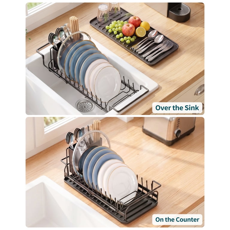 Kitsure Expandable Over-Sink Dish Drying Rack, Black photo 2