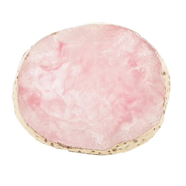 simhoa Gold Edge Imitation Agate Palette Display Pad Coaster Cup Mat Ornament Pink