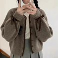 thumbnail image 3 of Cárdigan de punto gris de estilo coreano Deeptown, suéteres casuales vintage y acogedores para mujeres jóvenes, prendas de abrigo estéticas Harajuku para otoño, 3 of 5