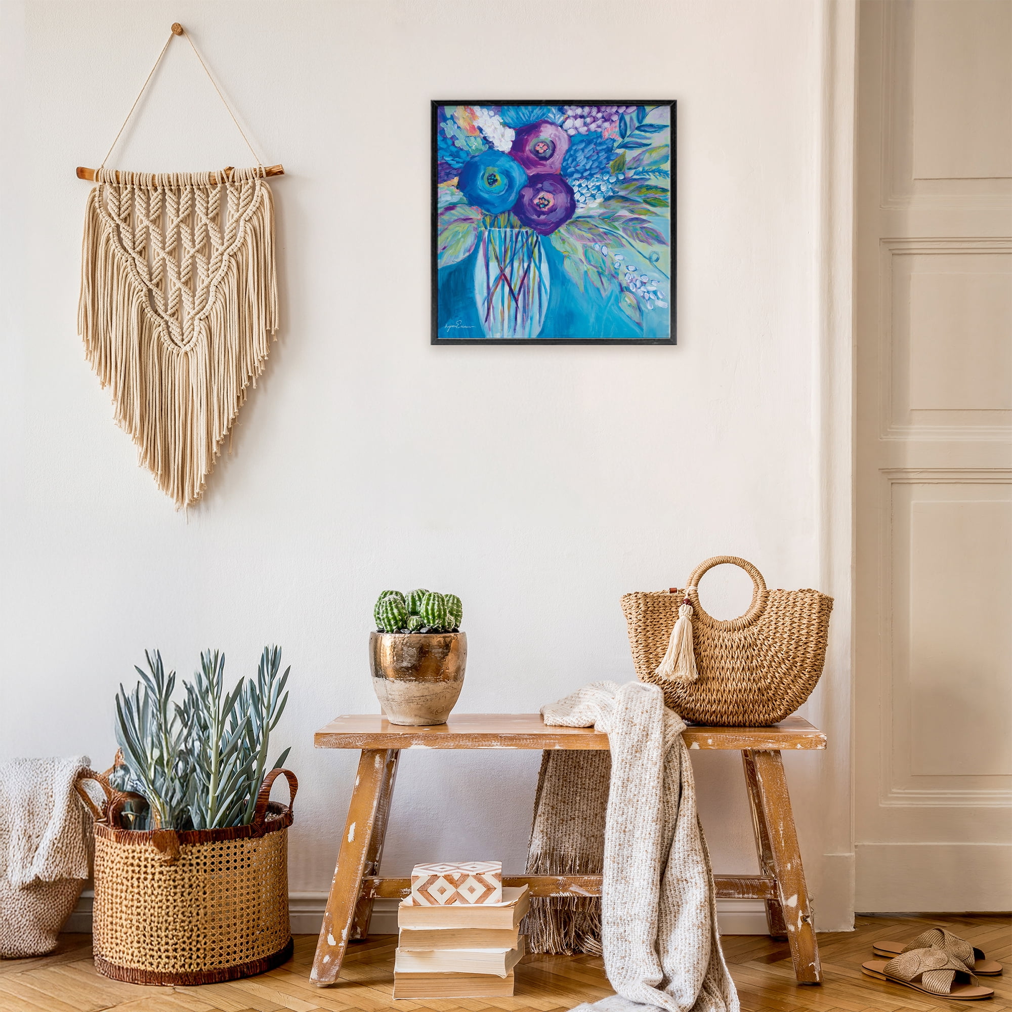 Stupell Industries True Blue Flower Bouquet Black Framed Giclee Art, design by Lynn Ericson Fine Art
