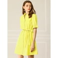thumbnail image 3 of INSPIRE CHIC Women's Casual Short Sleeve Solid Color Button Down Shirt Dress, 3 of 4