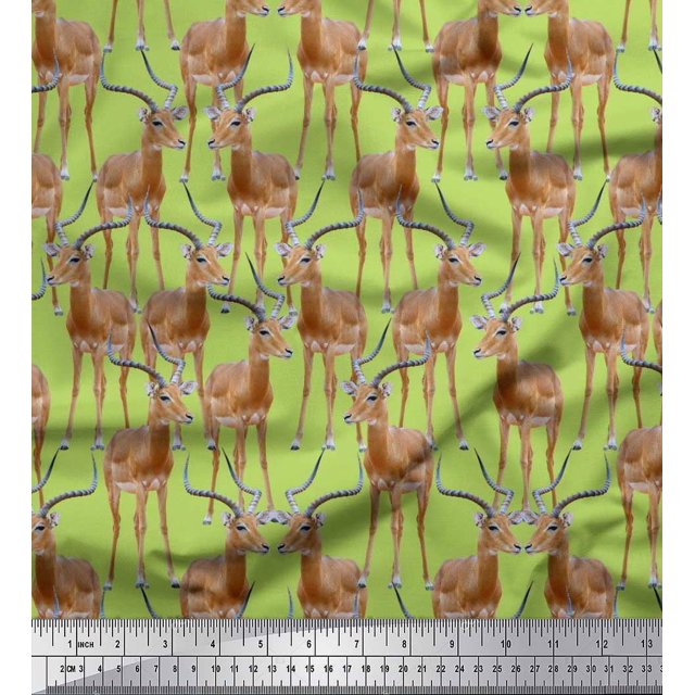 Soimoi Viscose Chiffon Fabric Reindeer Animal Fabric Prints by Yard 42 Inch Wide
