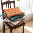 thumbnail image 5 of Namzi Geometric Pattern Soft Square Chair Pad with Ties Gradient Pom Pom Chair Cushion Garden Patio Home Kitchen Office Seat Cushion (Orange,16"x16"), 5 of 5