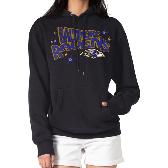 Women's Starter Black Baltimore Ravens Fireworks Fleece Pullover Hoodie