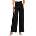 thumbnail image 2 of Pantalones Palazzo de Pierna para Mujer, con Cinturón, Cintura Alta, Informales, Holgados, Largos y con Bolsillos. Negro M, 2 of 8