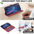 thumbnail image 4 of Compatible With Samsung Galaxy S23 Wallet Case,PU Leather Flip Folding Kickstand,With [RFID Blocking] Card Holder,Magnetic Closure,Shockproof Anti-fall Rugged Phone Case,Red, 4 of 9