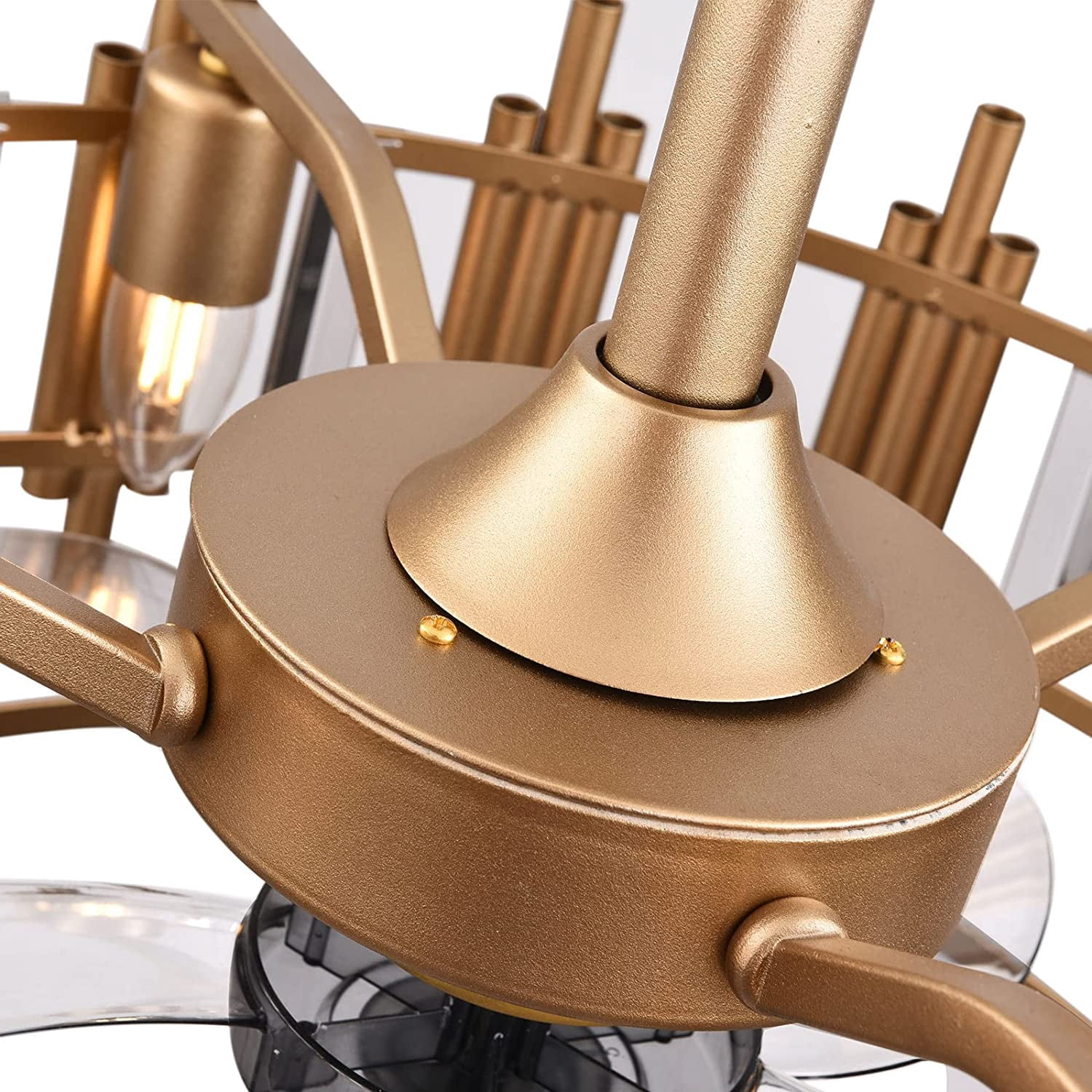 FETCOI Matte Gold Ceiling Fan with Lights and Remote Control Ceiling Fan Light Flush Mount