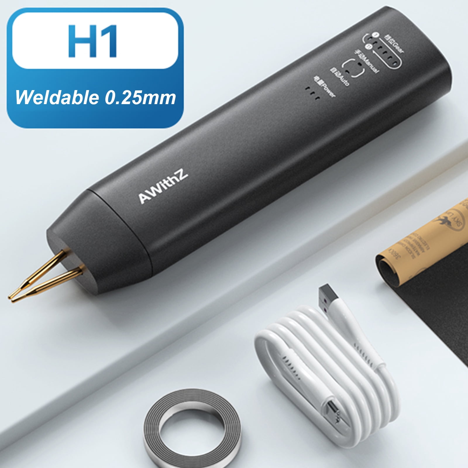 Battery Spot Welder, AWithZ Handheld Spot Welder 11 Gear Adjustable, Automatic and Manual Modes Battery Welder for 18650 Battery, Welding Nickel Sheets, Iron, Stainless Steel