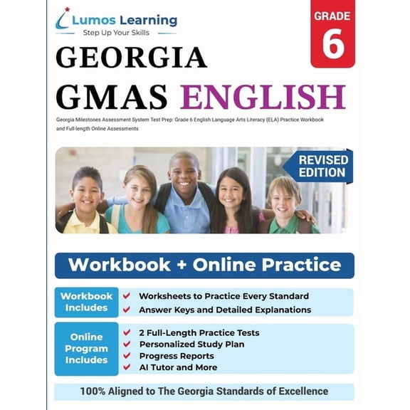 Gmas by Lumos Learning Georgia Milestones Assessment System Test Prep: Grade 6 English Language Arts Literacy (ELA) Practice Workbook and Full-, Book 8, (Paperback)