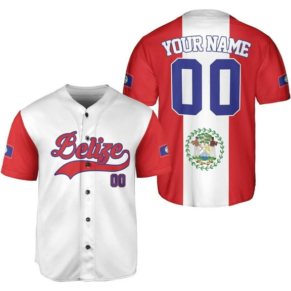 Personalized Belize Baseball Jersey Shirt, Belizean Flag Jersey, Belizean Pride Jersey for Men and Women (S)