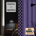 thumbnail image 3 of Halloween Night Blackout Curtains for Bedroom/Living Room, Pinch Pleated Black Out Curtains, Horror Castle Witch Evil Pumpkin Purple Plaid Room Darkening Window Drapes with Hooks 2 Panels, 59"x70", 3 of 8