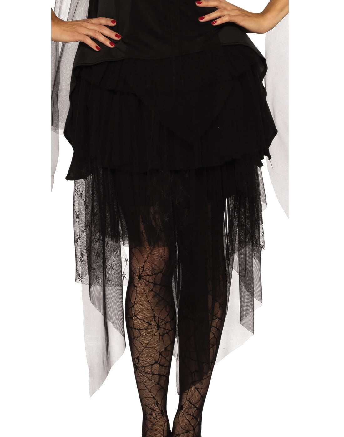 Sheer Ruffle Adult Women Black Gothic Ballet Witch Costume Skirt-One Size