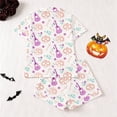 thumbnail image 4 of Tisuna Womens Halloween Pajamas Set Graphic Print Short Sleeve Button Down Tops And Shorts Sleepwear Pjs Sets Stylish 2 Pieces Sleep Wear S-XXL, 4 of 9