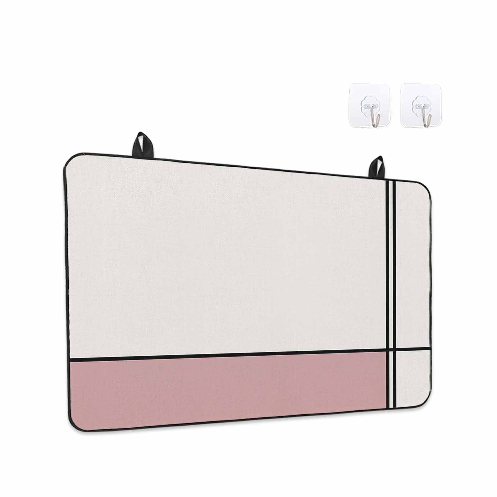 Pink Geometric Stove Top Cover for Electric Stove, Heat-proof & Non Slip Glass Top Stove Cover Protector, Modern Beige Color Block Black Lines Art Kitchen Flat Cooktop Rubber Mat 28.5x20.5 Inches