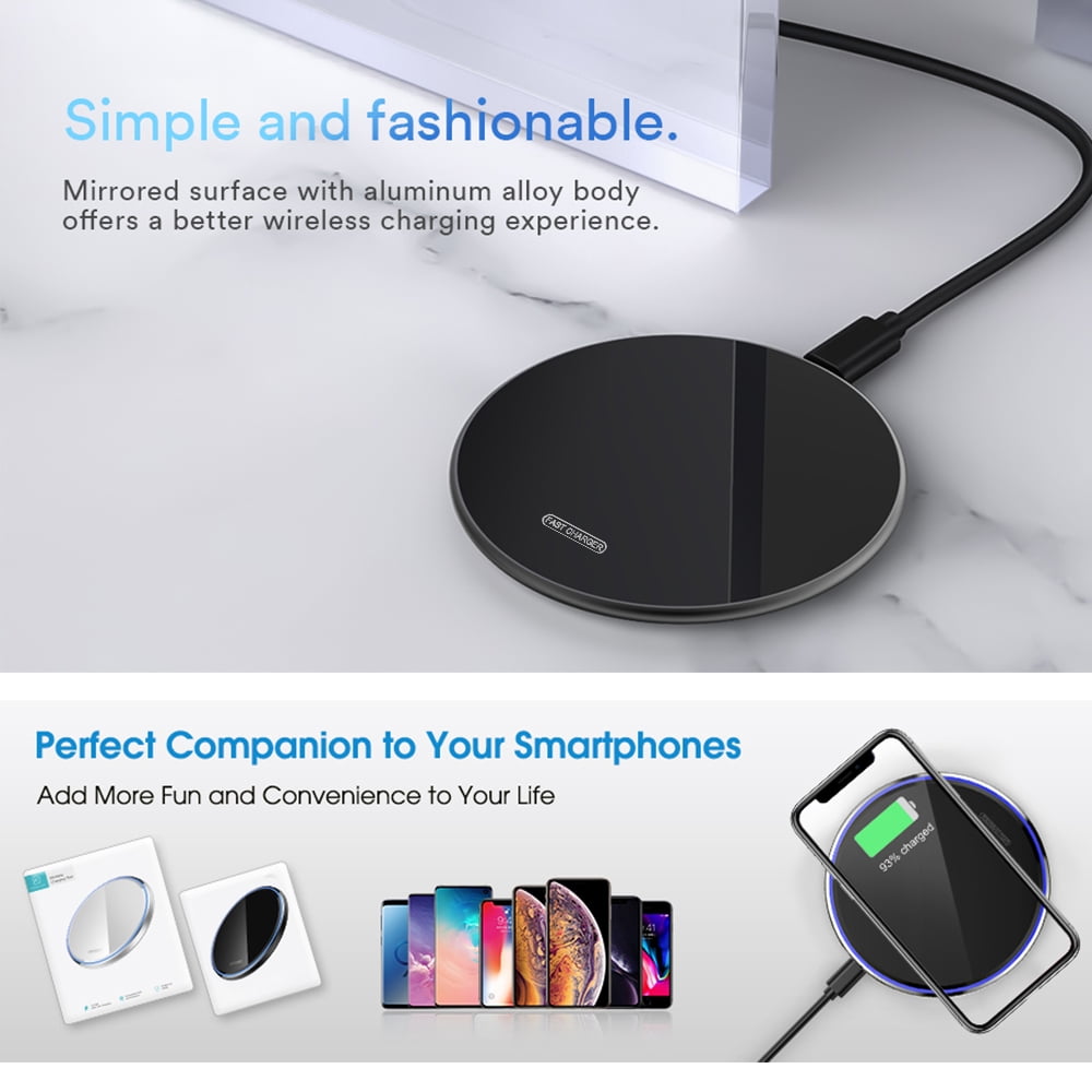 Wireless Charger, Qi-Certified 15W Fast Wireless Charging Pad,Compatible with iPhone 12/12 Pro/11/11 Pro/XR/XS/X/8/8+, Galaxy Note 10/Note 10+/S10/S10+/S9/S8,Black