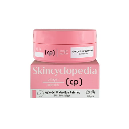Skincyclopedia Pure Collagen Hydrogel Under Eye Patches & Peptides Skin Revitalizer, Anti Aging Skin Brightener, Treats Dark Circles, Puffy Eyes, Crow's Feet, Fine Lines & Wrinkles. Vegan. 60Pcs