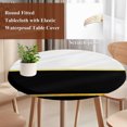thumbnail image 3 of Modern Black Gold Round Tablecloth 36-44 Inch Round Fitted Table Cloth with Elastic Edge, Minimalist Geometric Yellow Striped Waterproof Table Cover Protector for Outdoor Picnic Party Dining, 3 of 9
