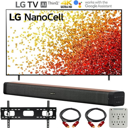 LG 50NANO75UPA 50 inch HDR 4K UHD Smart NanoCell LED TV (2021) Bundle with Deco Home 60W 2.0 Channel Soundbar